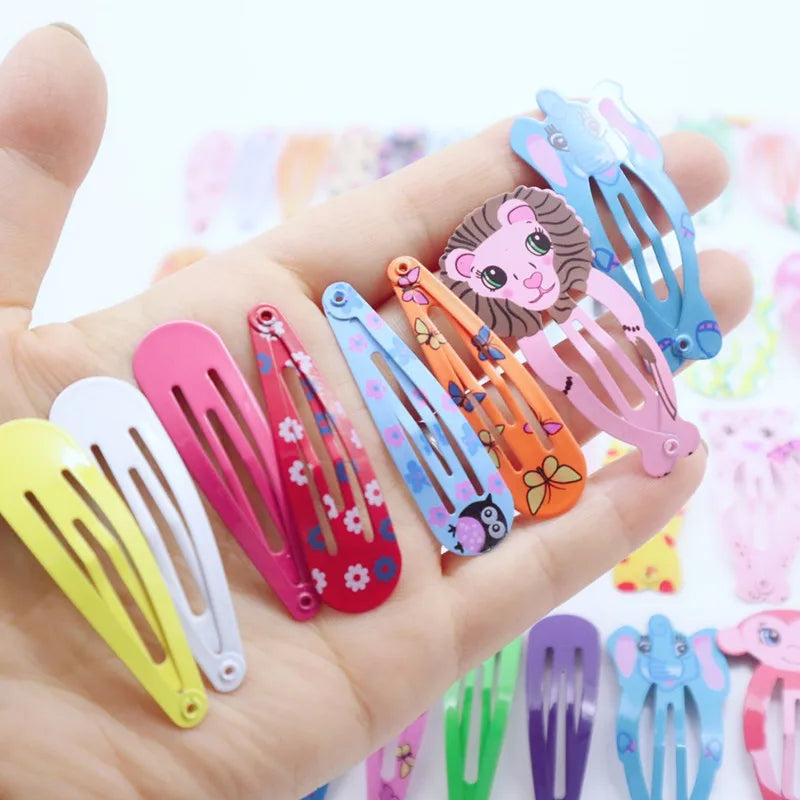 Kids Headwear 20Pcs/Lot Cartoon Hairpin Cute Animal Water Dripping Flower Hair Clip Star Striped Barrette Girls Hair Accessories