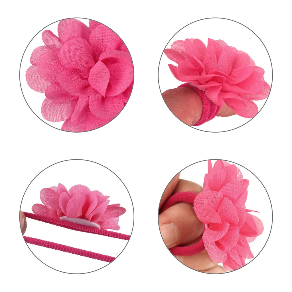 20pcs Flower Hair Ties 2inch Chiffon Elastic Band Ponytail Holders Hair Accessories for Baby Girls Infants Kids