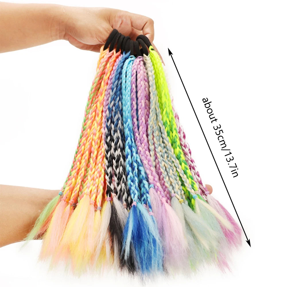 New Girls Thicker Wig Ponytail Hair Ropes Kids Twist Braid Rope Headdress Hair Braider Elastic Hair Band Rubber Hair Accessories