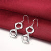 DOTEFFIL 925 Sterling Silver Round Square Necklace Earring