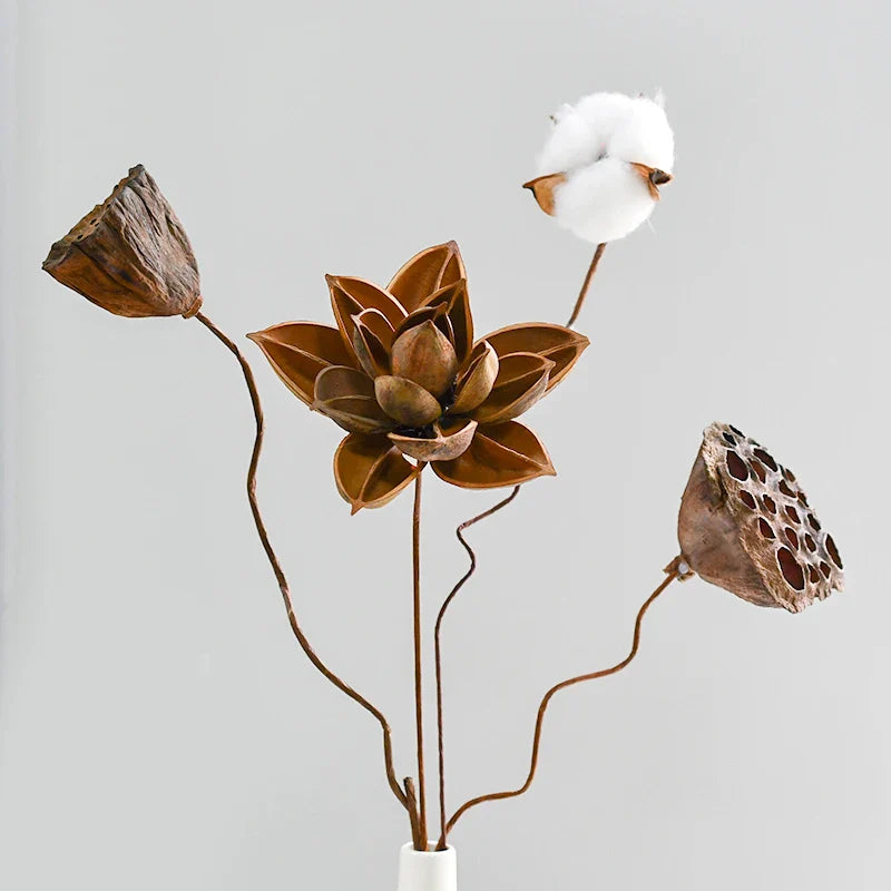 Lotus Root Flower Real Natural Dried Flowers Home Ornament Decor Crafts Christmas New Year Wedding Table Decoration Accessories