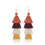 Load image into Gallery viewer, Bohemian 4 Layered Tassel Earrings For Women Ethnic Long Fringe Multi color Statement Dangle Earring GirlsFashion Jewelry
