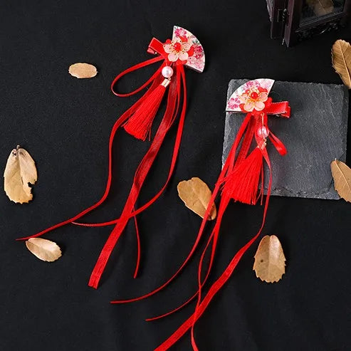 Multi style Girls Hair Clips Chinese Traditional Princess Tassels peony Flower Hanfu Hairpins Children Kids Hair Accessories