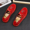 2024 New Shoes for Men Tide Leather Casual Shoes Spring Autumn Cool Skull Rivet Flat Shoes Leisure Slip-on Loafers