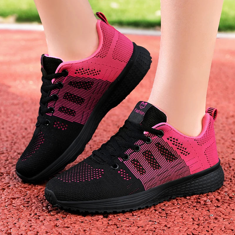 Women Casual Sport Shoes Fashion Men Running Shoes Weave Air Mesh Sneakers Black Non Slip Footwear Breathable Jogging Shoes