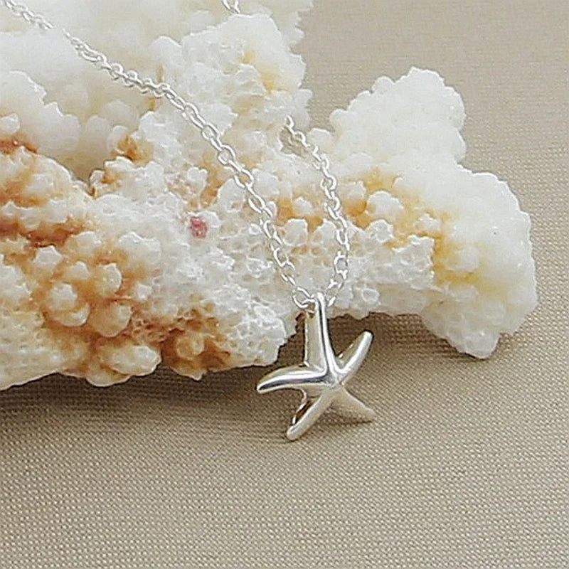 Fashion Jewelry 925 Sterling Silver Starfish Pendant Necklace for Women Engagement Necklace Gift