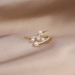 Load image into Gallery viewer, Korea New Design Fashion Jewelry 14K Real Gold plating Zircon Irregular Ring Elegant Women's Daily Work Opening Adjustable Ring
