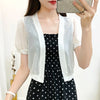 2022 Chiffon Shrug Women Casual Short Sleeve Light Crop Open Stitch Cardigan Short All-match Shawl Wrap 5XL