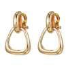 New Vintage Geometric Statement Clip Earrings for Women Dangle Drop Golden Metal  Brincos Non Pierced 2023 Fashion Jewelry