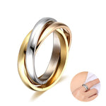 Load image into Gallery viewer, Stainless Steel Tri Color Rolling Ring Wedding Band for Women Girl Size 4-12
