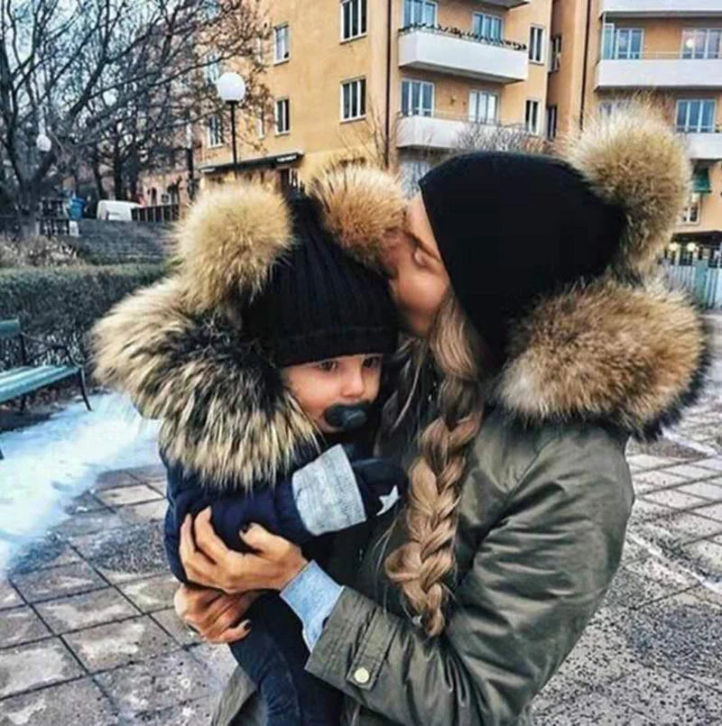 Mother Kids Winter Hats for Baby Girl Boy Bobble Hat Kids Cap for Children Pompom Baby Beanie Infant Bonnet Accessories 0-3Y