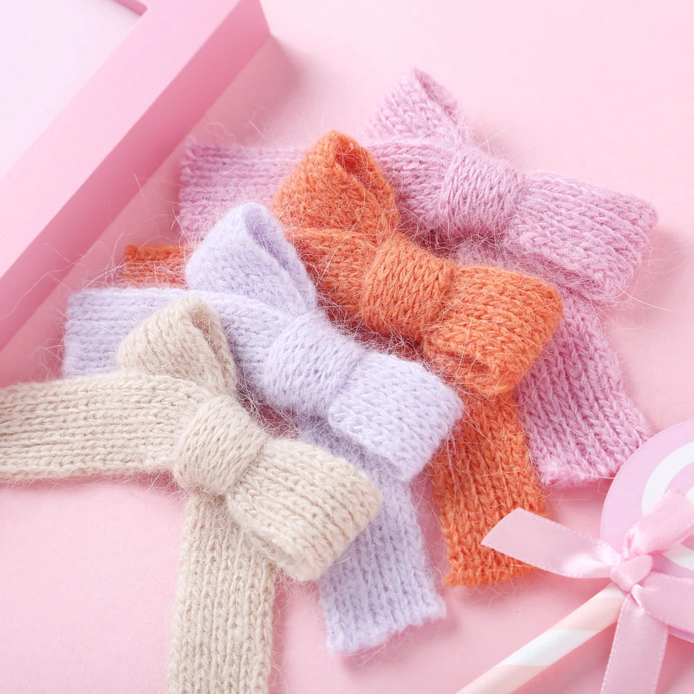 Wool Knit Hair Bows Cute Hairpins Girls BB Clips Sweet Hair Clips Barrettes Solid Clip Kids Headwear Fashion Hair Accessories