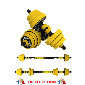 ADJUSTABLE MULTIFUNCTIONAL DUMBBELL,RUBBER COATED,CAST IRON DISC,SILENT,SHIPPING FROM FRANCE