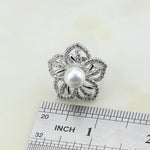 Load image into Gallery viewer, Flower 925 Sterling Silver White Pearl Cubic Zirconia Jewelry Set For Women Wedding Earrings/Ring/Pendant/Necklace
