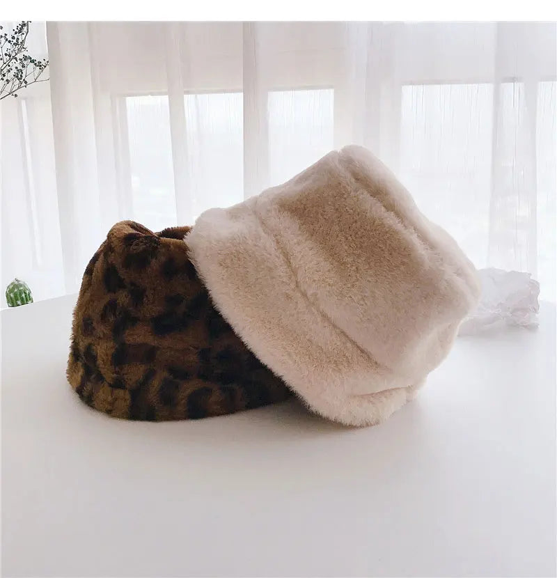 Winter Hat for Kids Faux Fur Bucket Hat for Girls Boys Cap Children Warm Baby Hat Kids Accessories 2-5Y