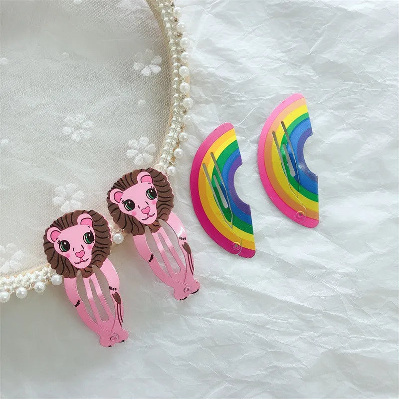 Kids Headwear 20Pcs/Lot Cartoon Hairpin Cute Animal Water Dripping Flower Hair Clip Star Striped Barrette Girls Hair Accessories