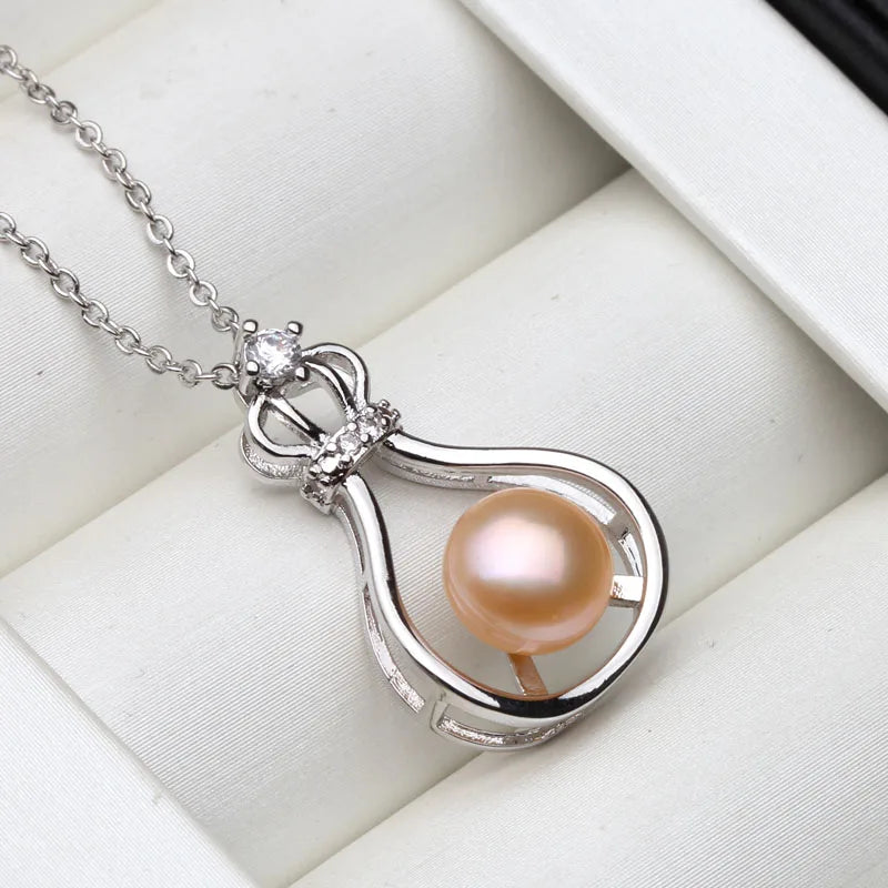 Real Genuine Freshwater Pearl Pendant For Women 92 sterling Silver Necklace Daughter Birthday Gift