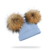 Winter Kids Natural Raccoon Fur Double Pompon Hat And Scarf For Girls Baby Cap With Genuine Pompom Children's Accessories Bonnet