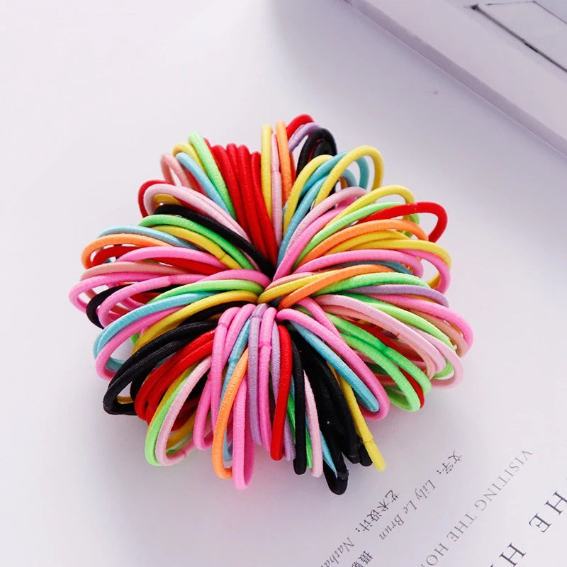 200/500pcs/Bag Girls Cute Colorful Basic Elastic Hair Bands Ponytail Holder Children Scrunchie Rubber Band Kids Hair Accessories