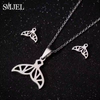 Stainless Steel Paw Necklace Earring for Women Simple Hollow Dog Paw Jewelry Sets Cute Cat Pendant Nekclaces 2023 Birthday Gift