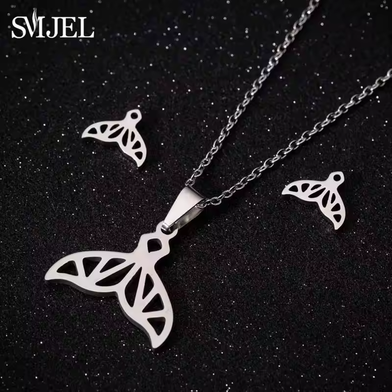 Stainless Steel Paw Necklace Earring for Women Simple Hollow Dog Paw Jewelry Sets Cute Cat Pendant Nekclaces 2023 Birthday Gift