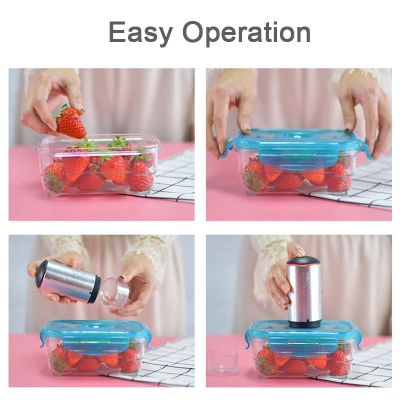 Reusable Vacuum Food Storage Bag Food Vacuum Sealer Sous Vide Bags USB Rechargeable Handheld Vacuum Air Pump Kitchen Gadget