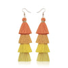 Bohemian 4 Layered Tassel Earrings For Women Ethnic Long Fringe Multi color Statement Dangle Earring GirlsFashion Jewelry