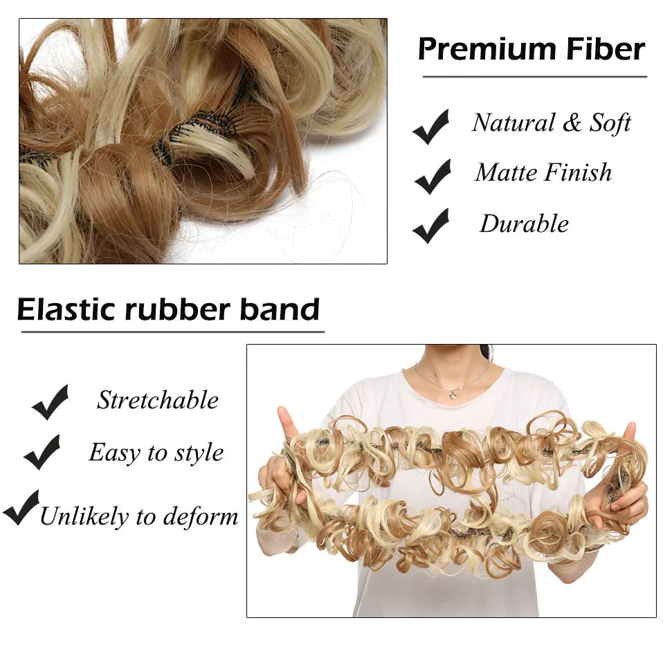 80cm Synthetic Chignon Messy Scrunchies Elastic Band Hair Bun Straight