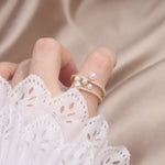 Load image into Gallery viewer, Korea New Design Fashion Jewelry 14K Real Gold plating Zircon Irregular Ring Elegant Women's Daily Work Opening Adjustable Ring
