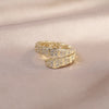 Hot fashion jewelry 14K real gold plated AAA zircon double layer animal snake adjustable ring elegant women's daily wild ring