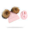 Winter Kids Natural Raccoon Fur Double Pompon Hat And Scarf For Girls Baby Cap With Genuine Pompom Children's Accessories Bonnet