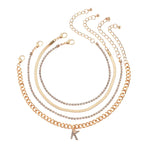 Load image into Gallery viewer, 4pcs/set Boho Summer Bracele Crystal Snak Chian “K” Pendant Anklet Sandals Barefoot Beach Foot Bridal Jewelry Wholesale J010
