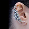 Huitan Aesthetic Flowers Clip Earrings Women Rose Floral Climbers Ear Cuffs Fake Piercing Vintage Elegant Lady Jewelry for Party