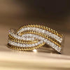 Huitan Stylish Two Tone Style Finger Ring Female Wedding Ceremony Accessories Gorgeous Shinning Engagement Jewelry for Women