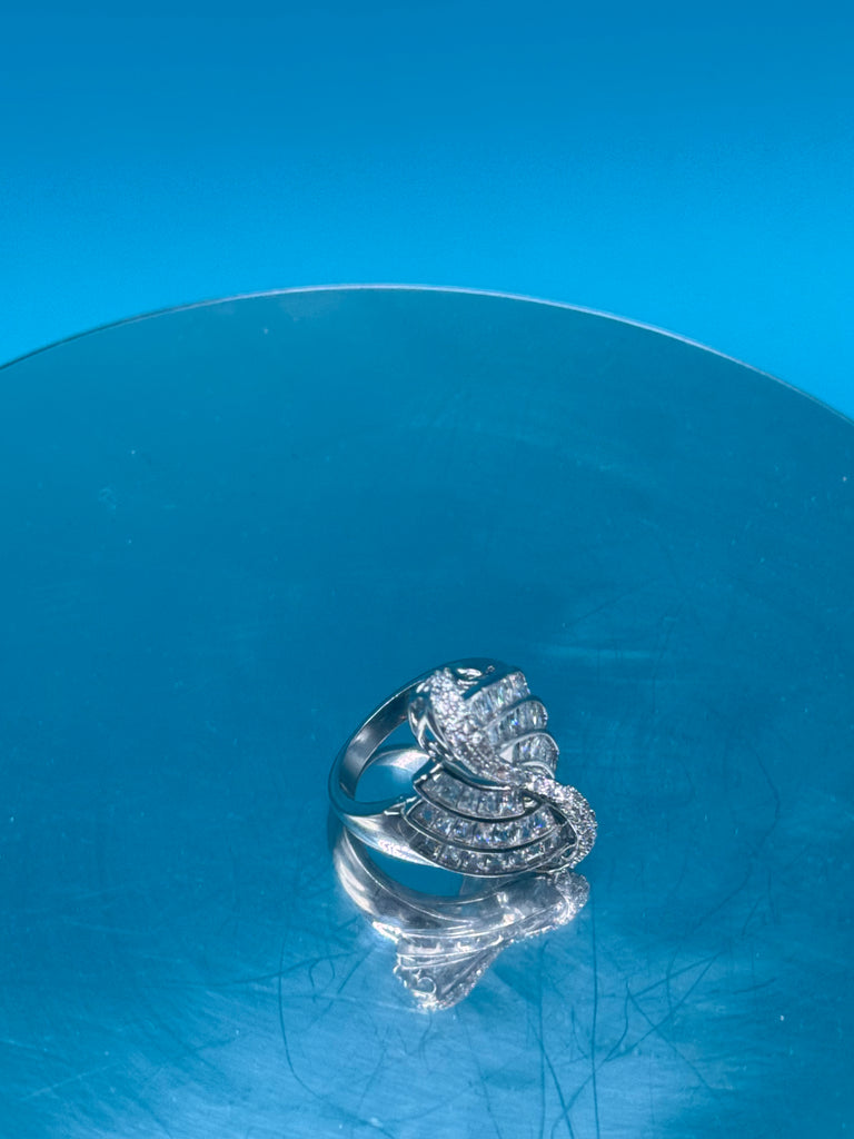 Stainless Steel Luxury Silver CZ Diamond Luxury Ring