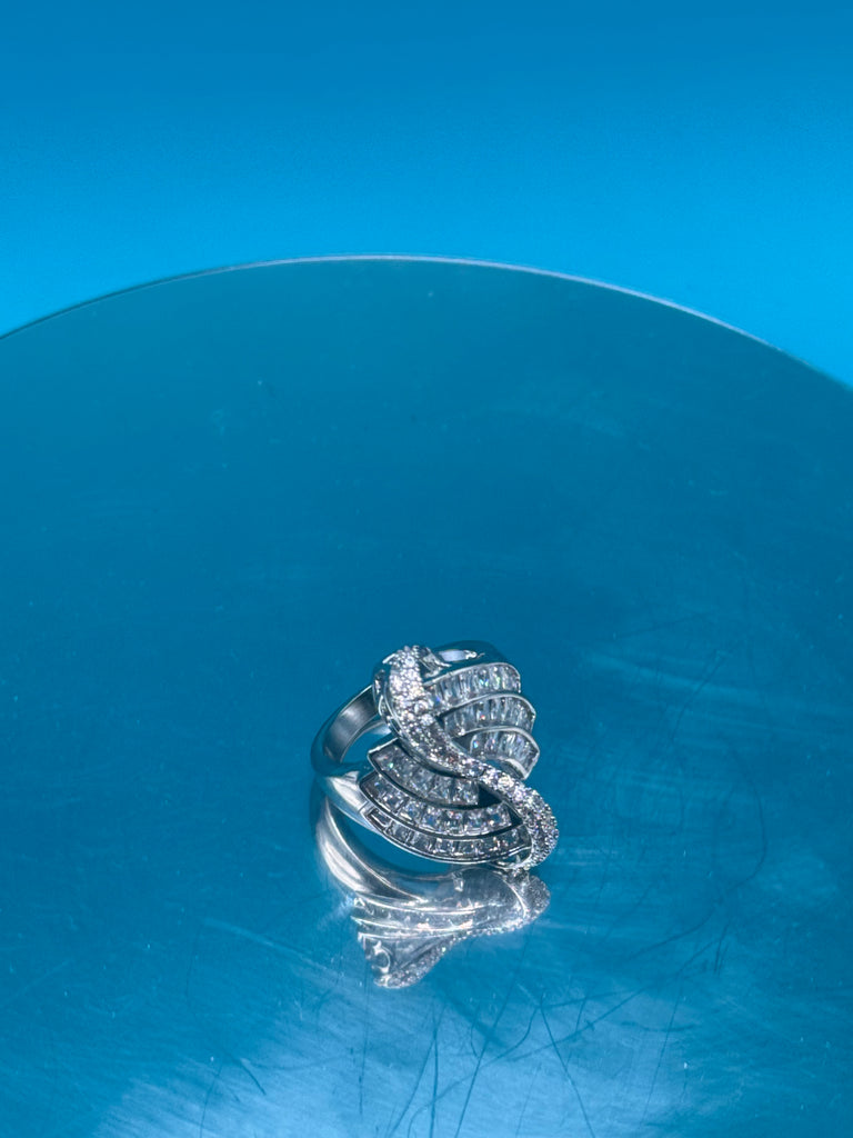 Stainless Steel Luxury Silver CZ Diamond Luxury Ring