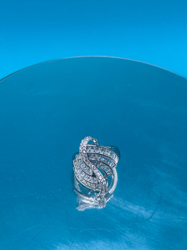 Stainless Steel Luxury Silver CZ Diamond Luxury Ring