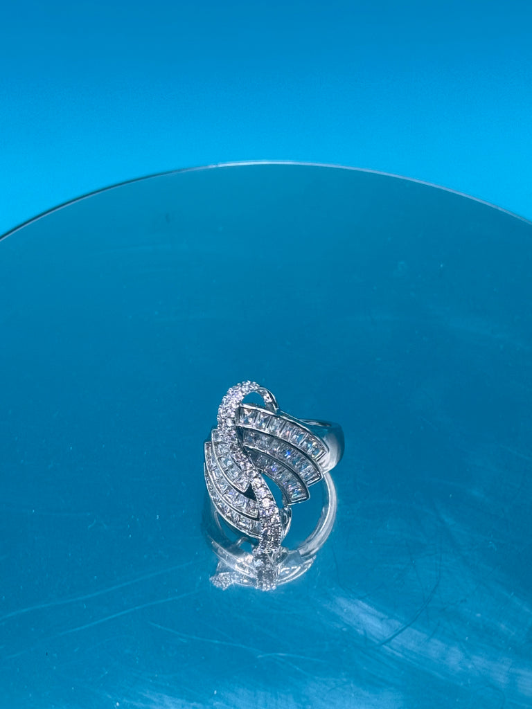 Stainless Steel Luxury Silver CZ Diamond Luxury Ring