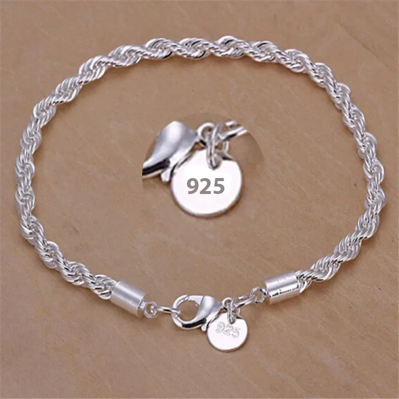 New 925 Sterling Silver open bangle bracelet for women lady girl cute favorite gift retro charm exquisite circular jewelry