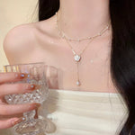 Load image into Gallery viewer, Niche Style Double Layer Women's Camellia Neck Pearl Necklace
