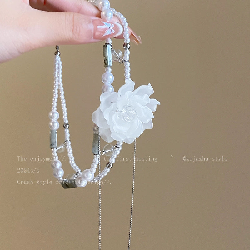 Choker double layer twin female affordable luxury fashion camellia