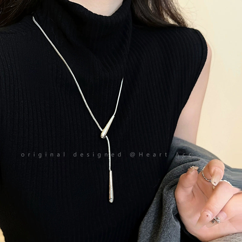 Cold Style Minimalist Women's Autumn and Winter Long Sweater Chain Water Drop