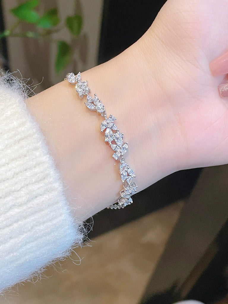 "Wisteria Flower" Sterling Silver S999 Bracelet Female Light Luxury Minority Exquisite Fancy for Girlfriend Girlfriends Birthday Gift