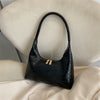 Niche Style Solid Color Patent Leather Glossy French Stick Shoulder Bag for Women