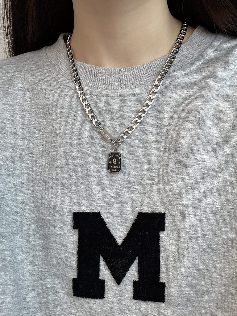 INS Nameplate Titanium Steel Cold Wind Hip-Hop Pullover Necklace