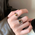 Load image into Gallery viewer, Niche Style Open Adjustable Ring Female Retro Tigereye
