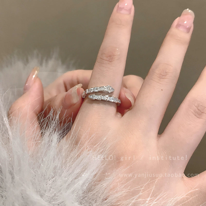 Niche Style Fancy Snake Ring Female Cold Wind Rhinestone