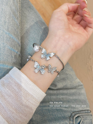Butterfly Pearl Bracelet for Women Spring/Summer New Arrival Fancy Light Luxury Minority Beaded Crystal Bracelet Bracelet Girlfriends Carrying Strap