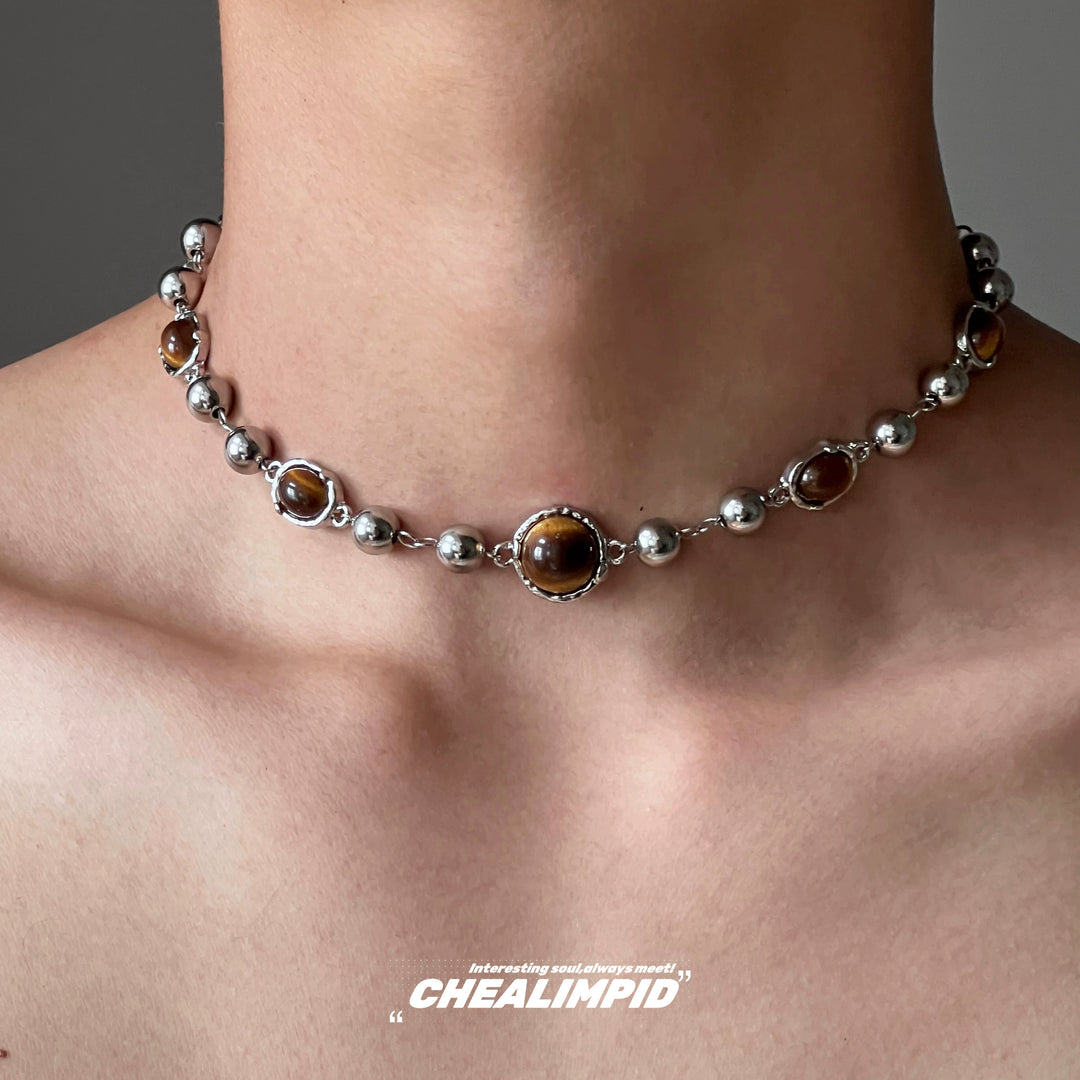 Choker Brown Series Normcore Clavicle Chain Tigereye