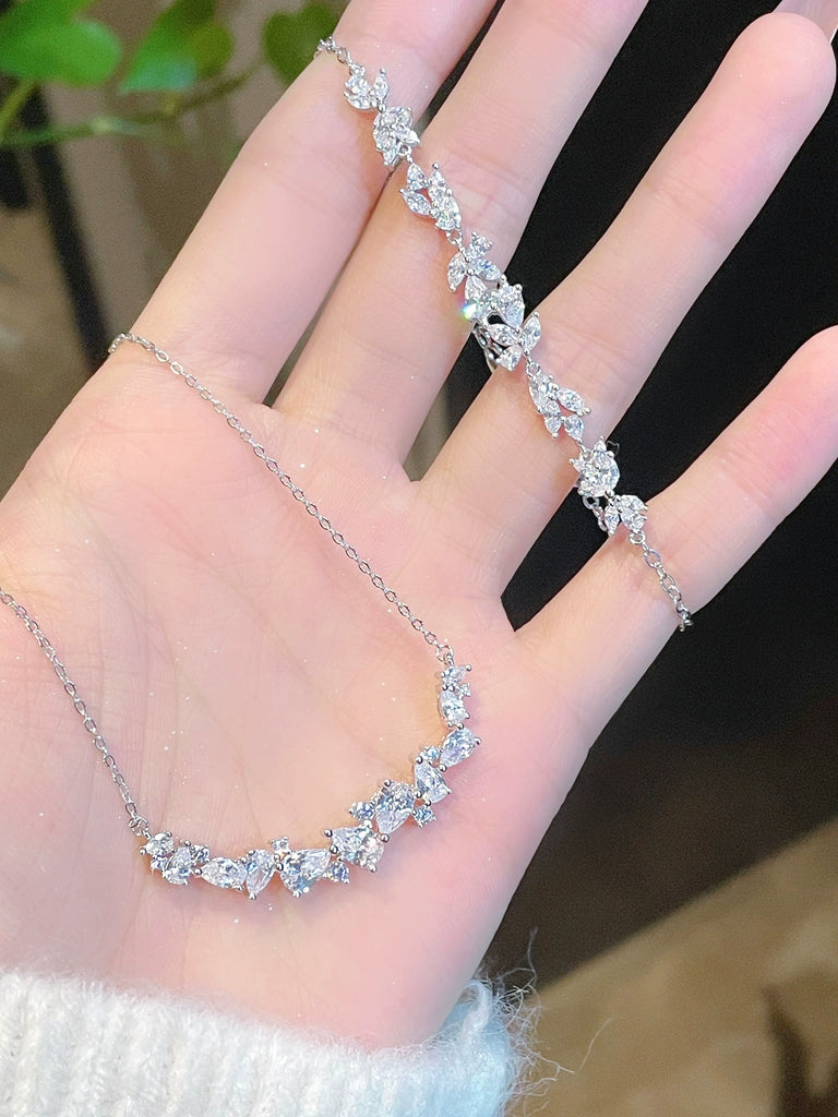 "Wisteria Flower" Sterling Silver S999 Smile Necklace Female Light Luxury Minority Fancy Clavicle Chain Gift Birthday Gift